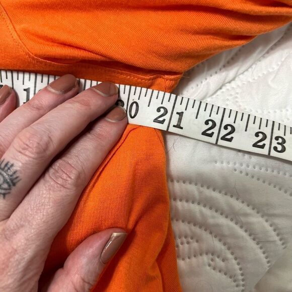 Free People Small Beach Orange Khana Crew Neck Sleeve Tunic Top Mini Dress - Picture 8 of 11